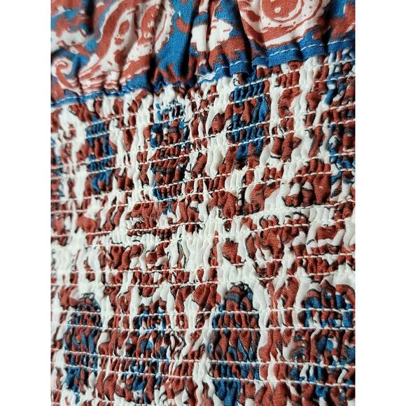 House of Harlow 1960 Tiered Boho Preppy Print‎ Smocked Skirt Women's Size Small - Picture 3 of 10